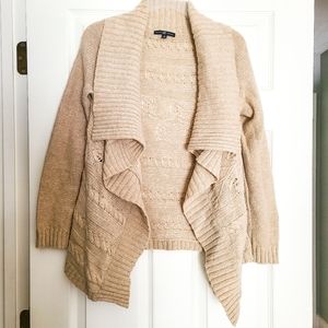 Gap Cream Wool Blend Draped Open Front Cardigan